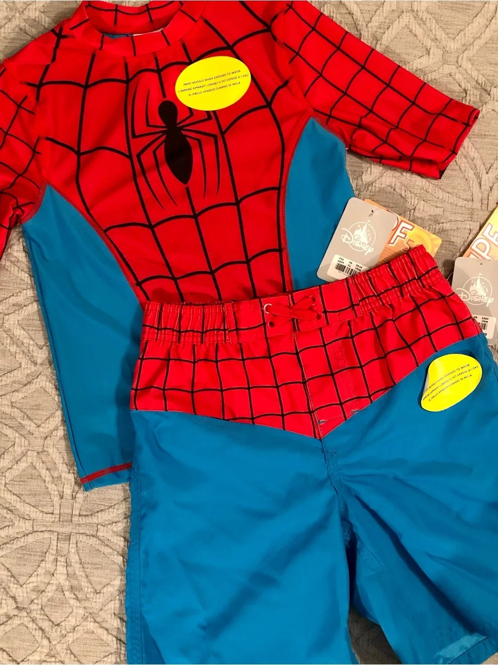 NWT Disney Marvel Spider-Man Two-Piece Boys Swim Set - UPF 50+ (Sz 7/8)